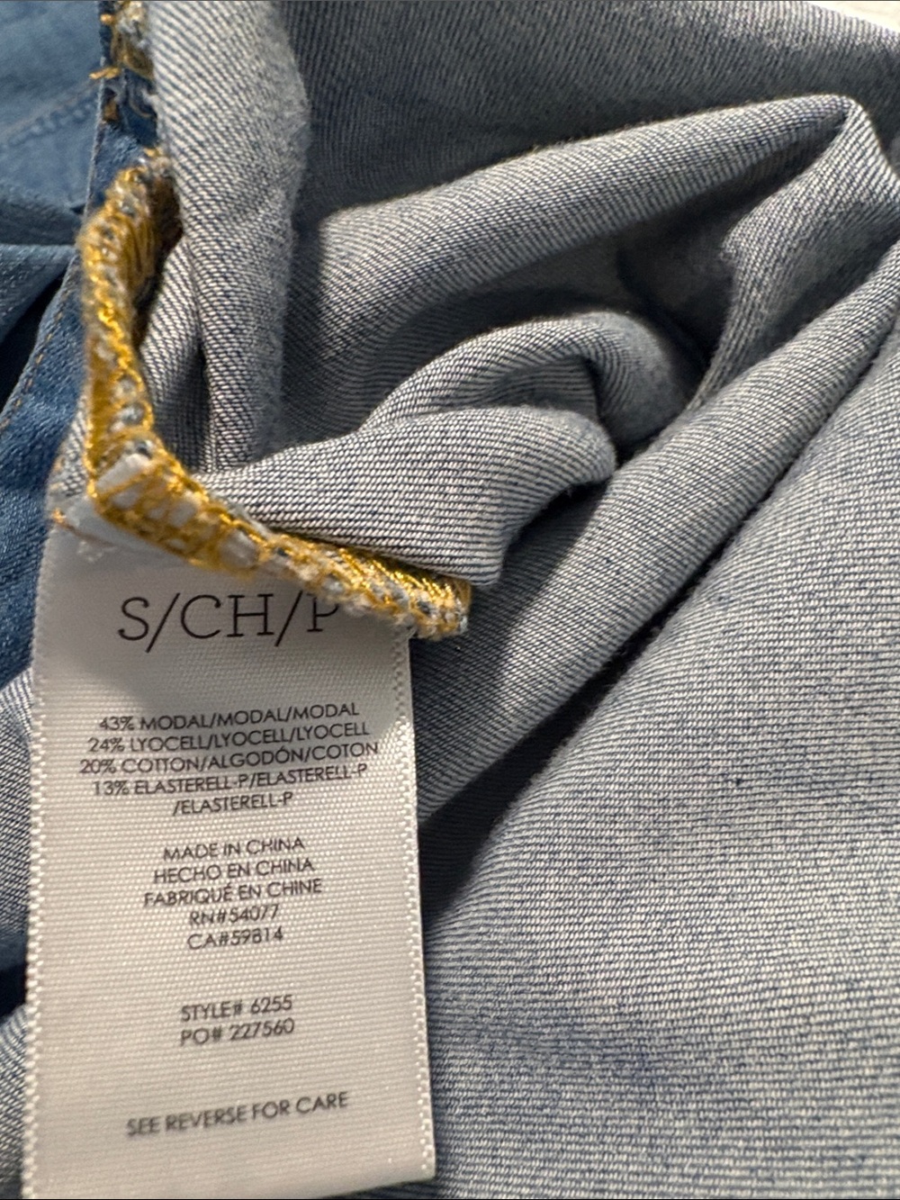 CAbi Keep Light Blue Denim Shirt Jacket with Gold Buttons - Picture 6 of 6